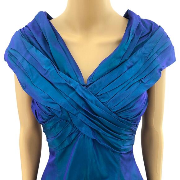 Jessica McClintock SMALL American USA VINTAGE Blue Pleated Maxi Dress Gown - Picture 2 of 8